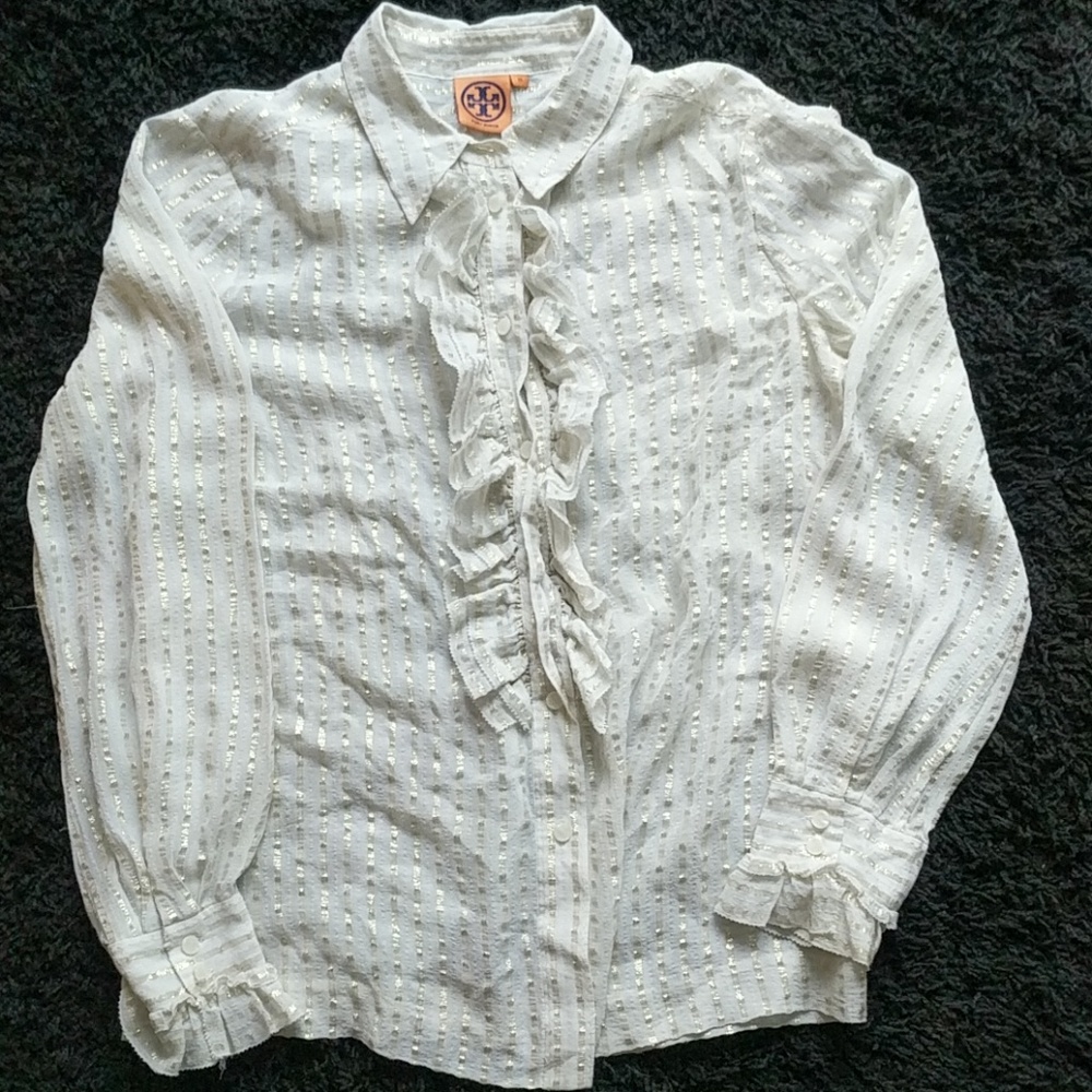 Tory Burch silk blouse button up top
